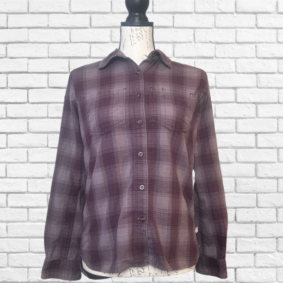 Carhartt Purple Button Down Shirt with Plaid Pattern and Long Sleeves - Picture 1 of 6